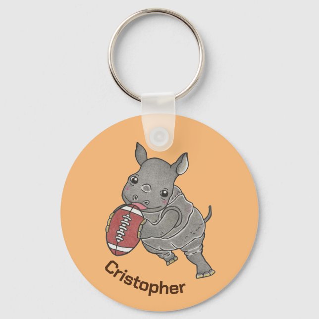 Porte-clés Bébé mou Rhino American Football Porte - clé anima (Recto)