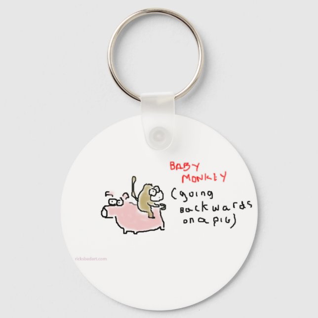 Porte-clés Bébé singe (à dos de porc) (Recto)