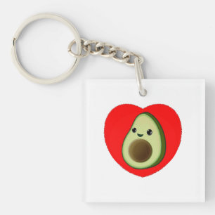 Porte-clés Bébé vert mignon Avocado en coeur rouge
