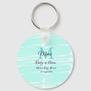 Porte-clés Bébé vert pastel en fleurs monogramme baby shower