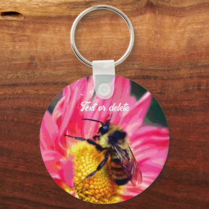 Porte-clés Bee On Flower Abstrait Art Personnalisé