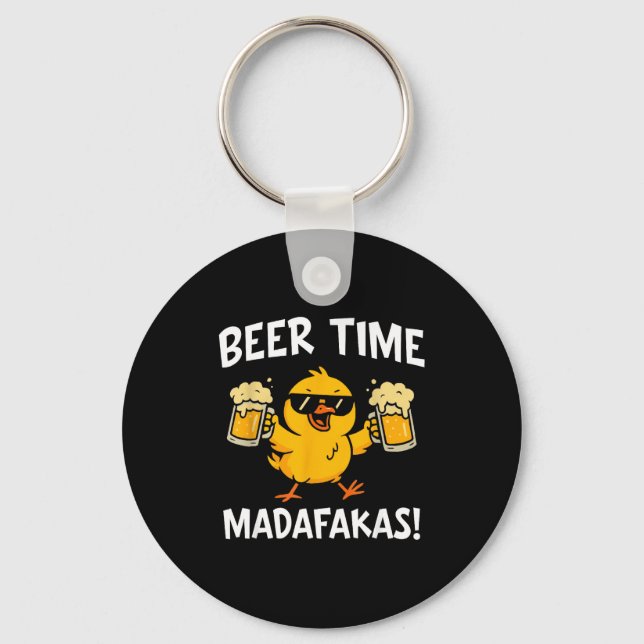 Porte-clés Beer Time Madafakas Funny Meme Duck With Beer Chic (Recto)