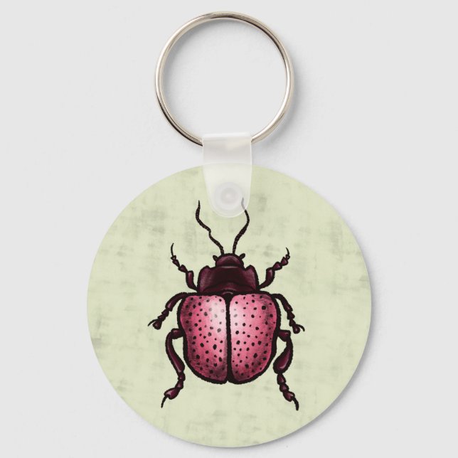 Porte-clés Beetle rose QR Code Cute Insect Art Entomologie (Recto)