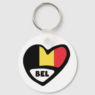 Porte-clés Belgique Code Pays Drapeau Clavier Coeur BEL