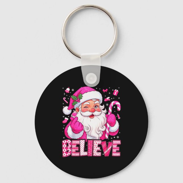 Porte-clés Believe Cute Nk Santa Candy Cane Christmas Xmas Gi (Recto)