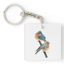 Belle Aquarelle Bluebird Couple Art