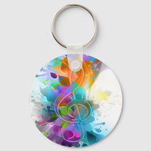 Porte-clés Belle aquarelle colorée Splatter note de musique