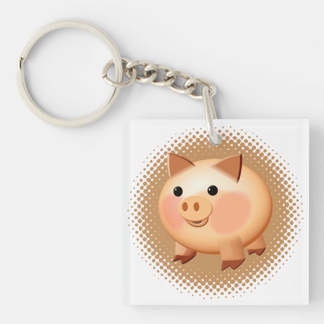 Porte-clés Belle Cartoon Bébé porc (Devant)