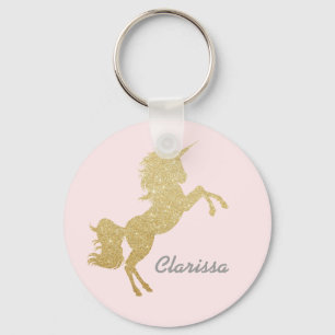 Porte-clés Belle chick girly or parties scintillant licorne