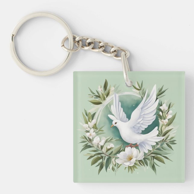 Porte-clés Belle colombe blanche (Devant)