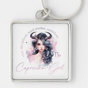 Porte-clés Belle Fille Capricorne Avec Traits