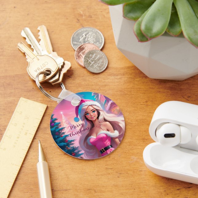 Porte-clés Belle fille de Noël rose 01 (Bureau)