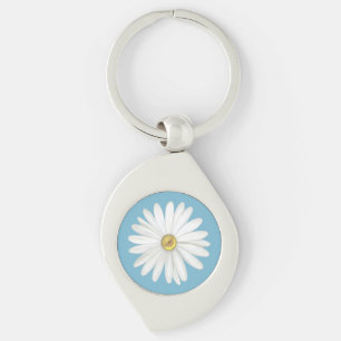 Porte-clés Belle Fleur marguerite sur Turquoise Turquoise