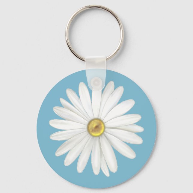 Porte-clés Belle Fleur marguerite sur Turquoise Turquoise (Recto)
