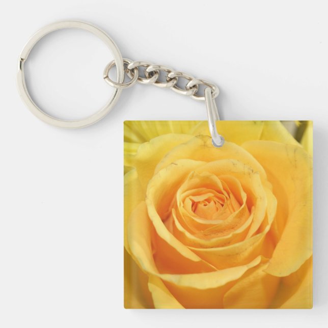Porte-clés Belle photo de rose jaune (Devant)