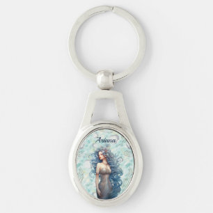 Porte-clés Belle Sirène aux Cheveux Bleus 