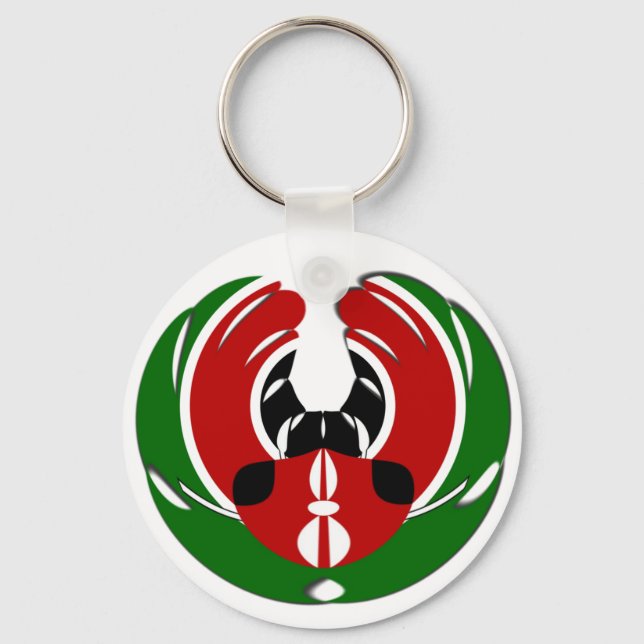 Porte-clés Belle Tapisserie kenyane : Drapeau kényan Papillon (Recto)