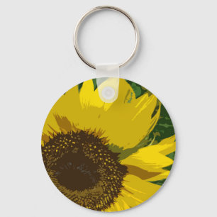 Porte-clés Belle Tournesol Jaune Peint Vibrant Fleur