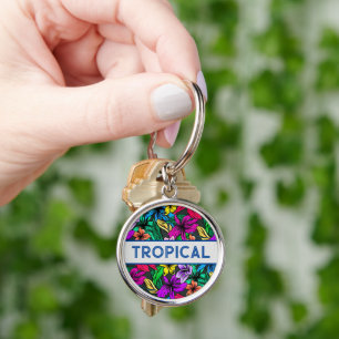 Porte-clés Belle Typographie florale Tropical Fun