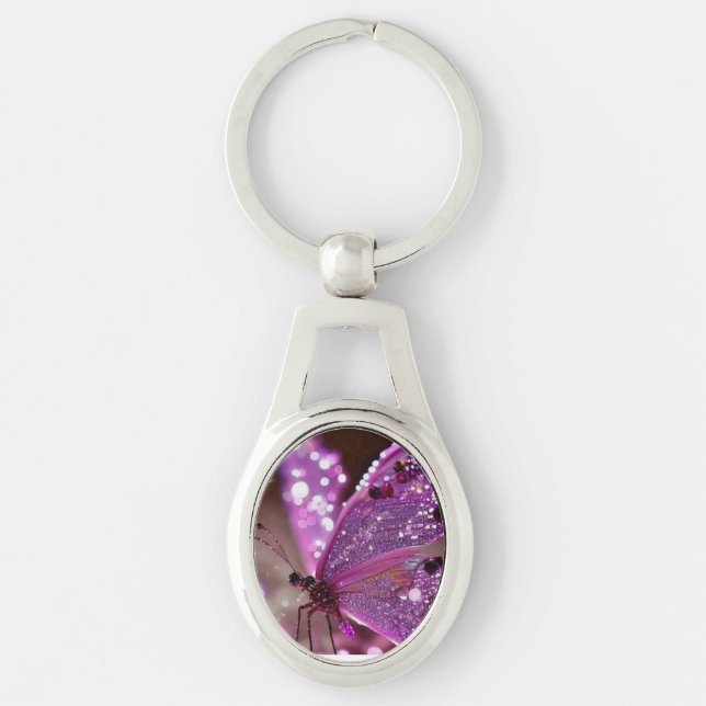 Porte-clés Belles conceptions de papillons violets. (Devant)