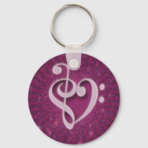 Porte-clés Belles notes musicales réunies en coeur