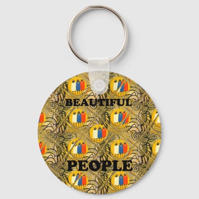 Porte-clés Belles Personnes Couleurs Motif Traditionnelles Af (Recto)