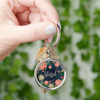 Porte-clés Bénéficiez Plutôt Amusant Blue Rose Floral Inspiri
