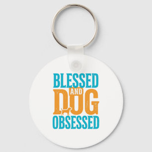 Porte-clés Béni et obsédé de chien Design vintage pour amoure