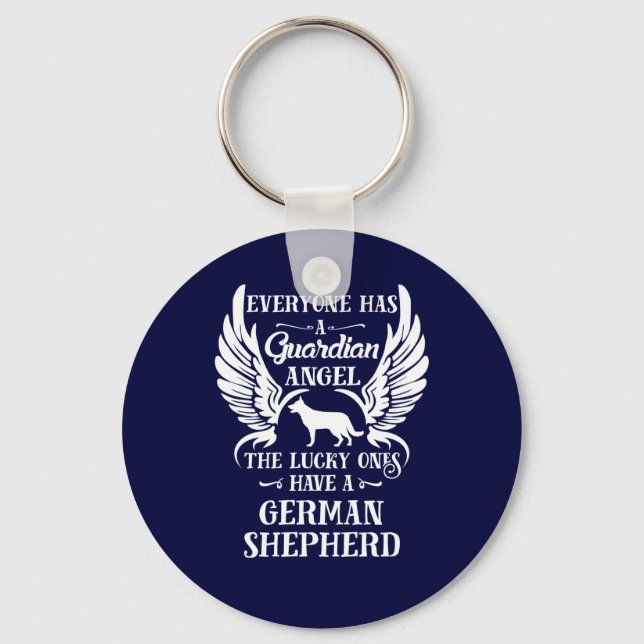 Porte-clés Berger allemand chien chien gardien ange (Recto)