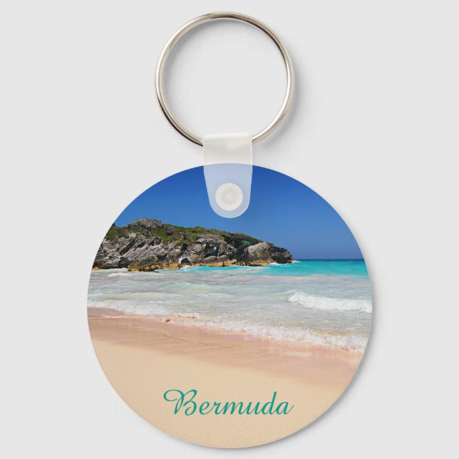 Porte-clés Bermudes Tropical Pink Sand Beach Photo (Recto)