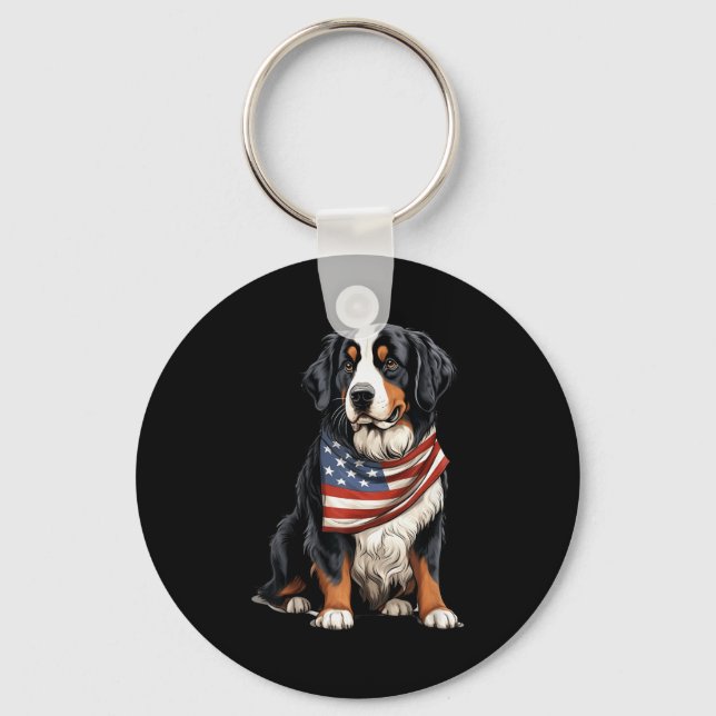 Porte-clés Berner Us Flag Bernese Mountain Dog Owner Mom Dad  (Recto)