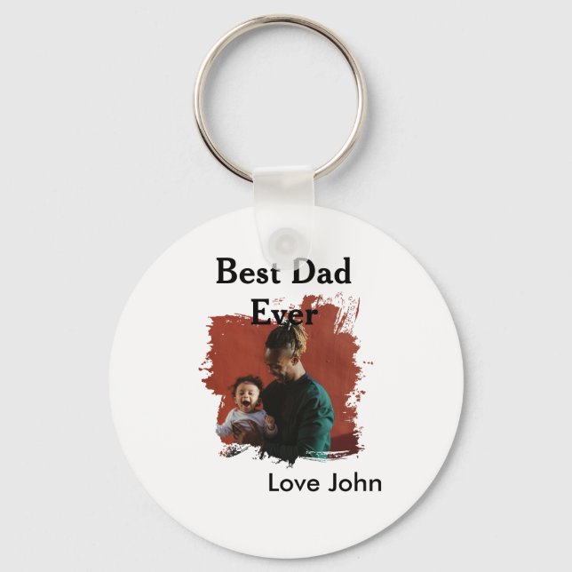 Porte-clés Best dad ever father's dad gift photo name simple  (Recto)
