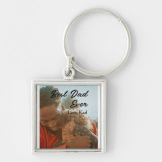 Porte-clés best dad ever photo love simple minimal text date
