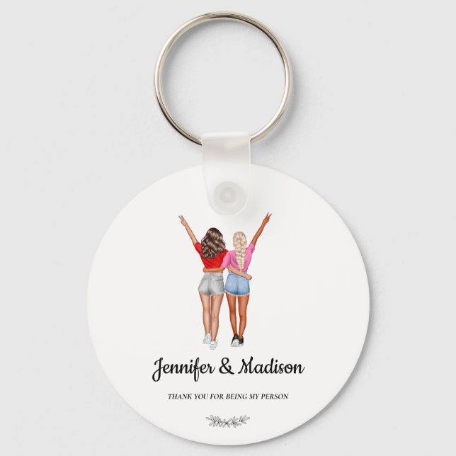 Porte-clés Best Friends BFF Besties Friendship Nom personnali (Recto)