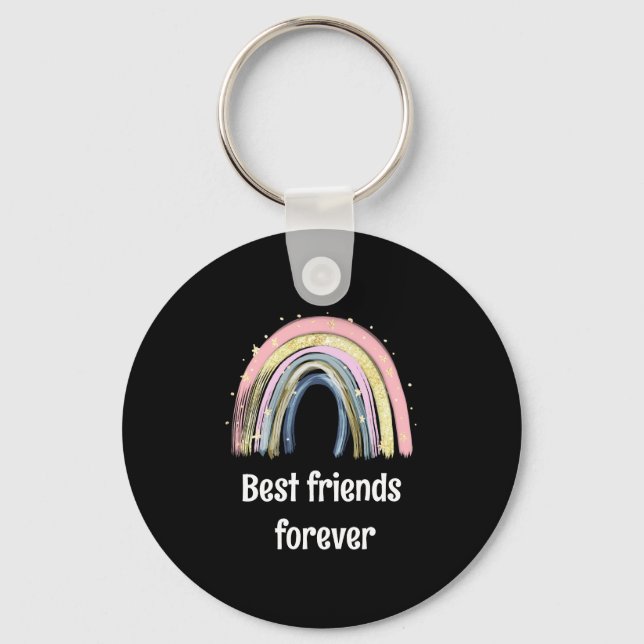 Porte-clés Best friends forever gold rainbow stars  (Recto)