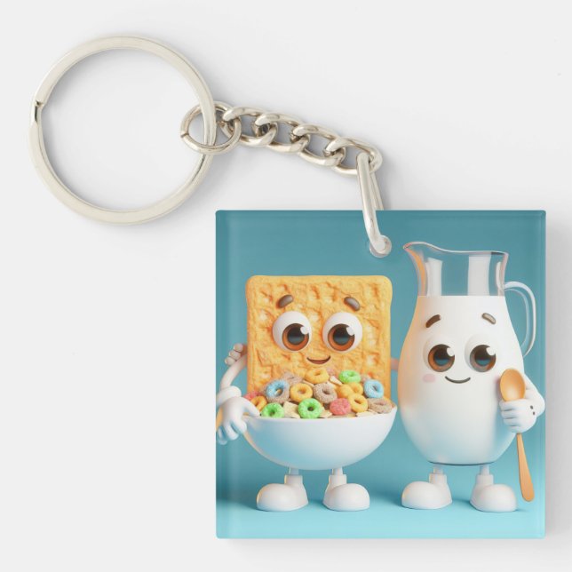 Porte-clés Best friends - milk and cereals 3d illustration (Devant)