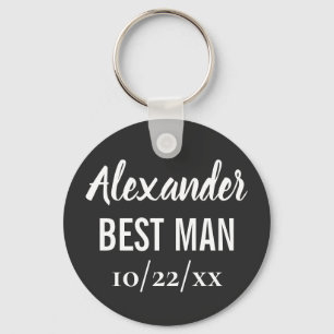 Porte-clés Best Man Modern Typography Elegant Black Wedding