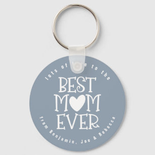 Porte-clés Best Mum Mom Ever Names Dusty Blue White Text