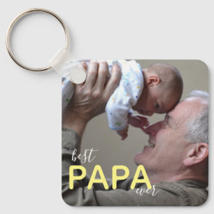 Porte-clés Best Papa Ever Grand-père & Baby Photo Script mode