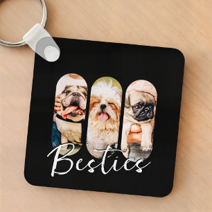 Porte-clés Besties Animal simple moderne Jouer Trois photos