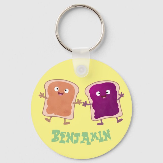 Porte-clés Beurre d'arachide mignonne et caricature sandwich  (Recto)