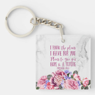 Porte-clés Bible chrétienne Verse Vintage Marbre floral