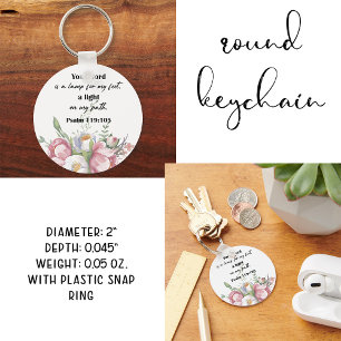 Porte-clés Bible Verse Floral Psaume Porte - clé rond