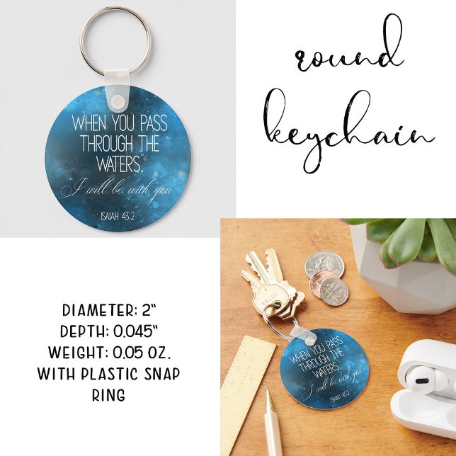 Porte-clés Bible verset Bleu rond Porte - clé (Créateur téléchargé)