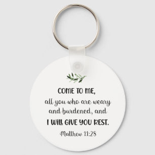 Porte-clés Bible verset Matthieu Carré Olive Porte - clé
