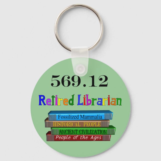Porte-clés Bibliothécaire retraitée 569.0 (Système décimal De (Recto)