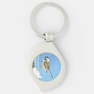Porte-clés Bickadee sur la peinture d'alimentation - Oiseaux 