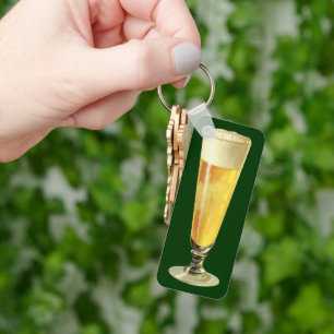 Porte-clés Bière blonde vintage haute pression, boisson alcoo