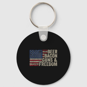 Porte-clés Bières Bacon Guns &amp; Dom - Bbq Vintage Drapeau 