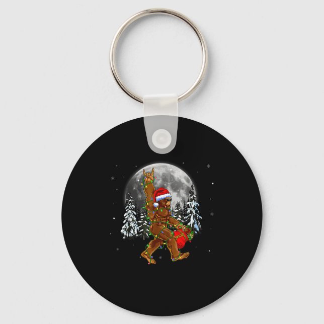 Porte-clés Bigfoot Santa Christmas Tree Lights Funny Xmas Sas (Recto)